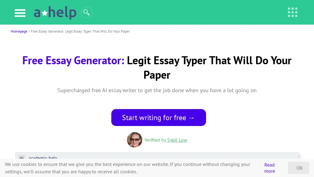 AcademicHelp AI Writer website