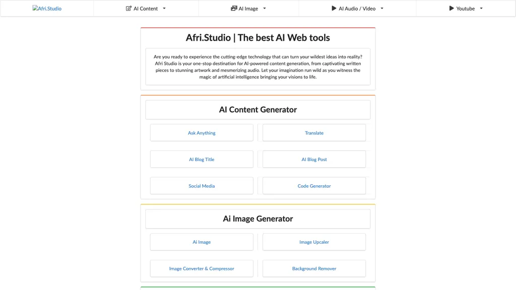 Afri Studio Top AI tools