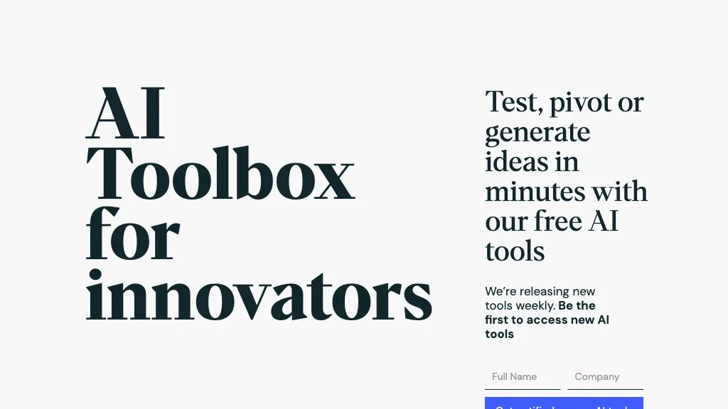 AI Toolbox for innovators Top AI tools