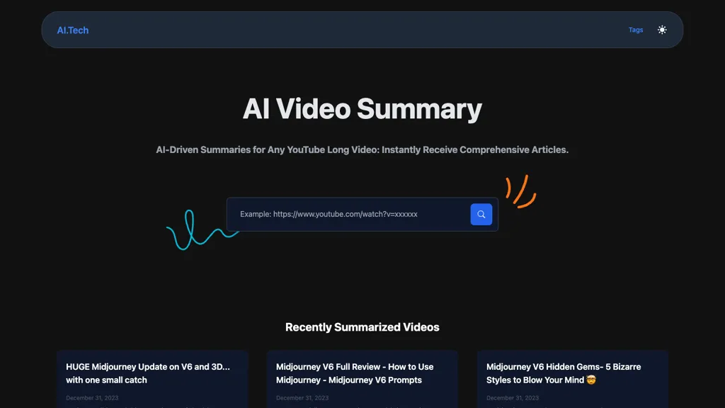 AI Video Summary - Youtube Top AI tools