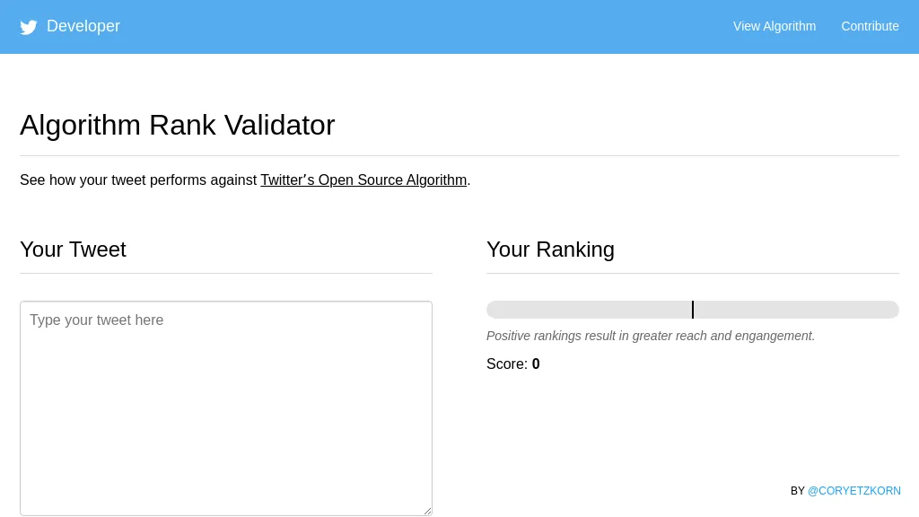 Algorithm Rank Validator website