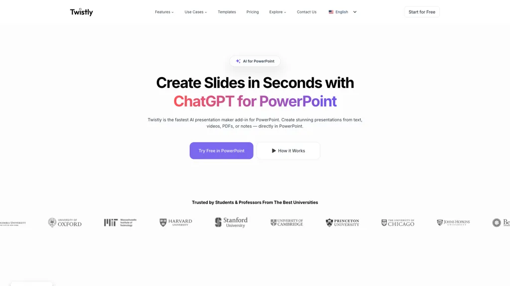 ChatGPT for PowerPoint website