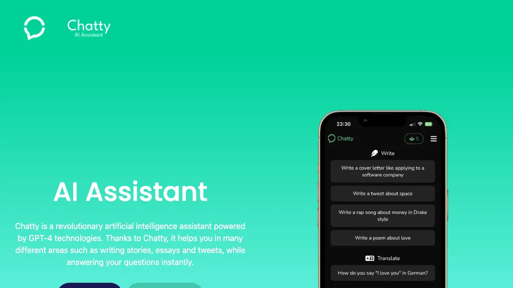 Chatty: AI Assistant website