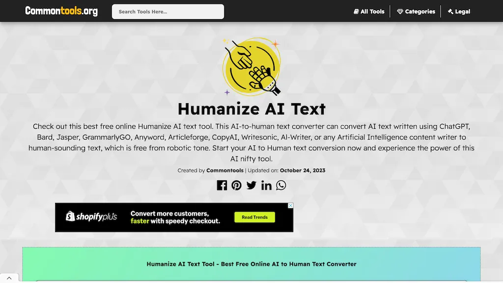 Humanize AI Text Common Tools