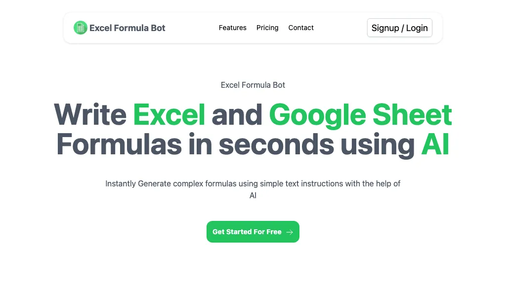 Excel Formul Bot Top AI tools