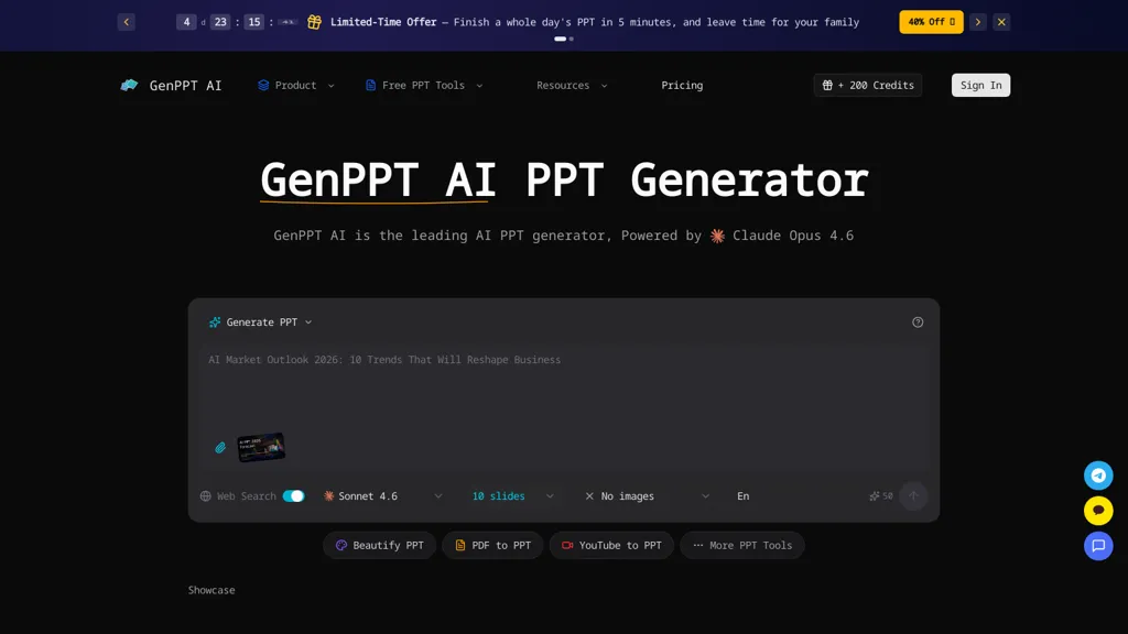 GenPPT AI website