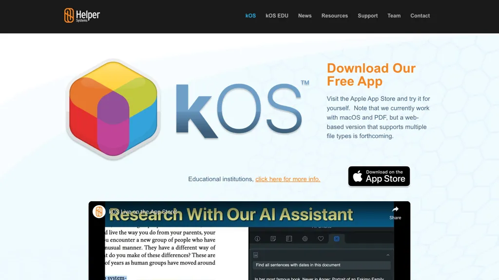 Helper Systems: kOS Top AI tools