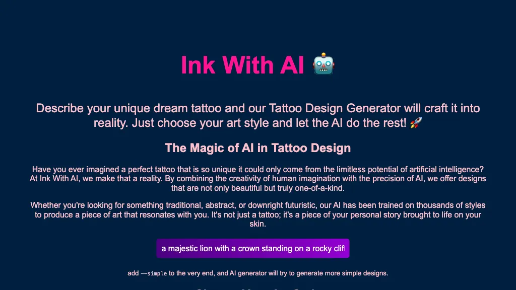 Ink With AI - tattoo designer Top AI tools