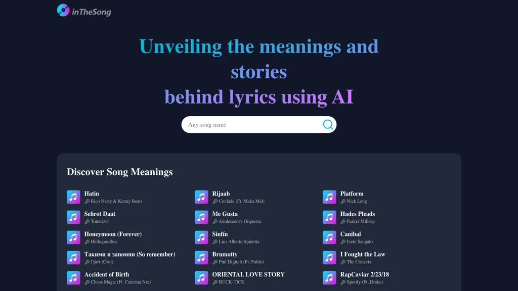 inTheSong Top AI tools