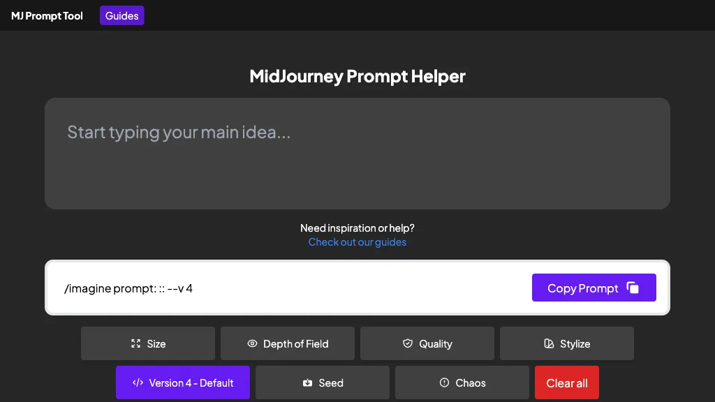 MidJourney Prompt Tool website