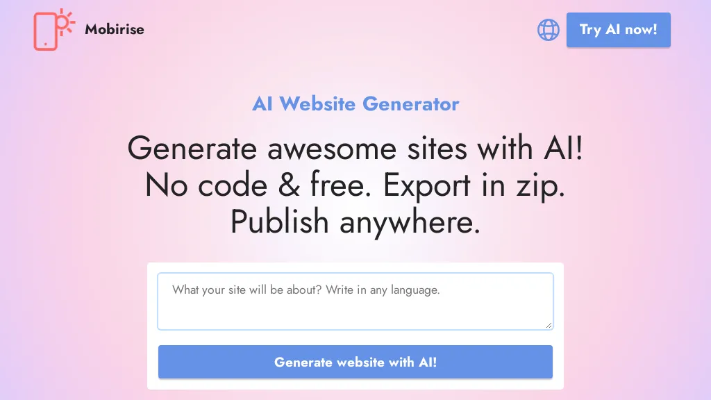 Mobirise AI Website Generator Top AI tools