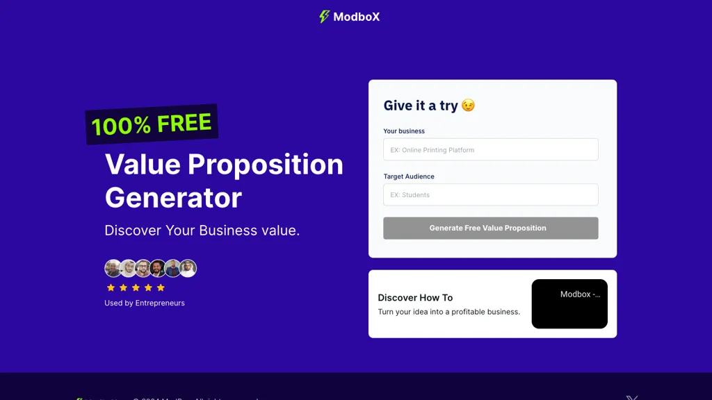 Modbox - Value Proposition Generator Top AI tools