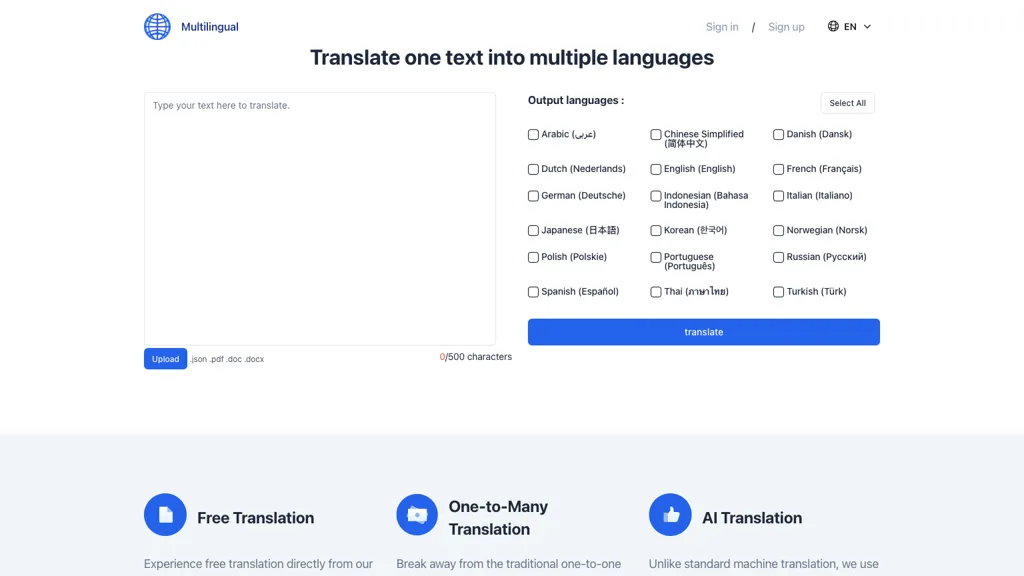 Multilingual.top Top AI tools