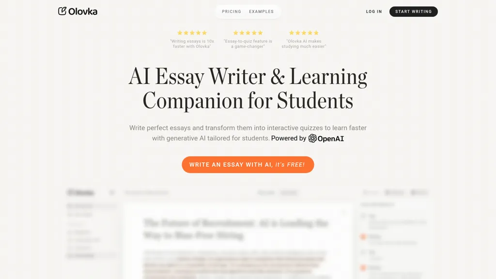 Olovka AI Essay Writer website