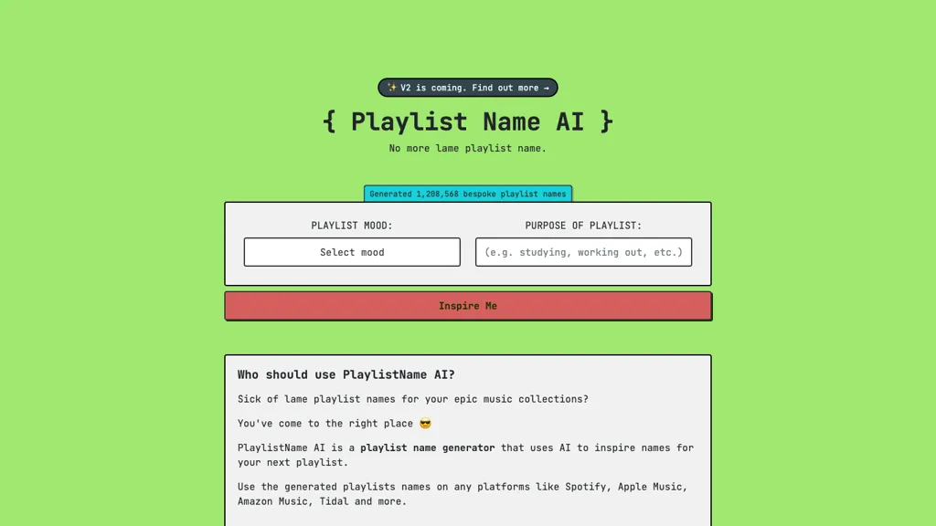 Natural Language Playlist Top AI tools