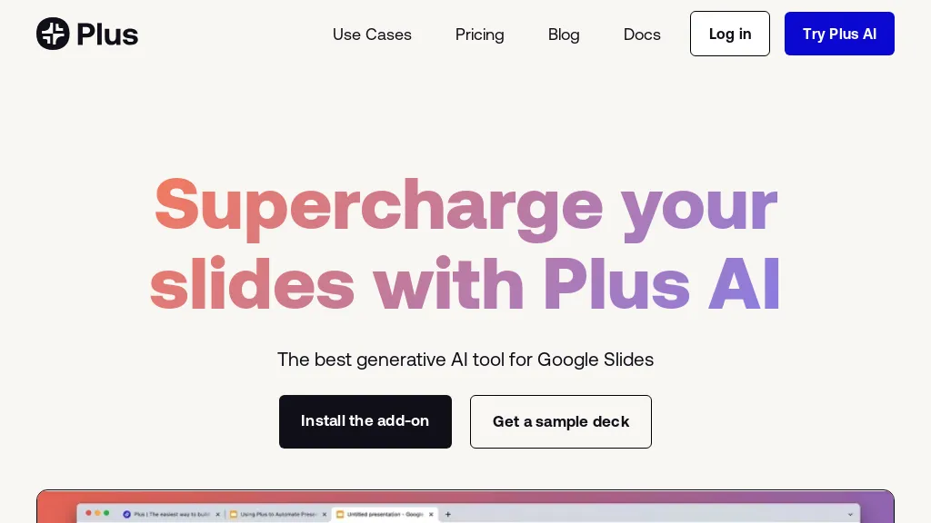 Plus AI for Google Slides website