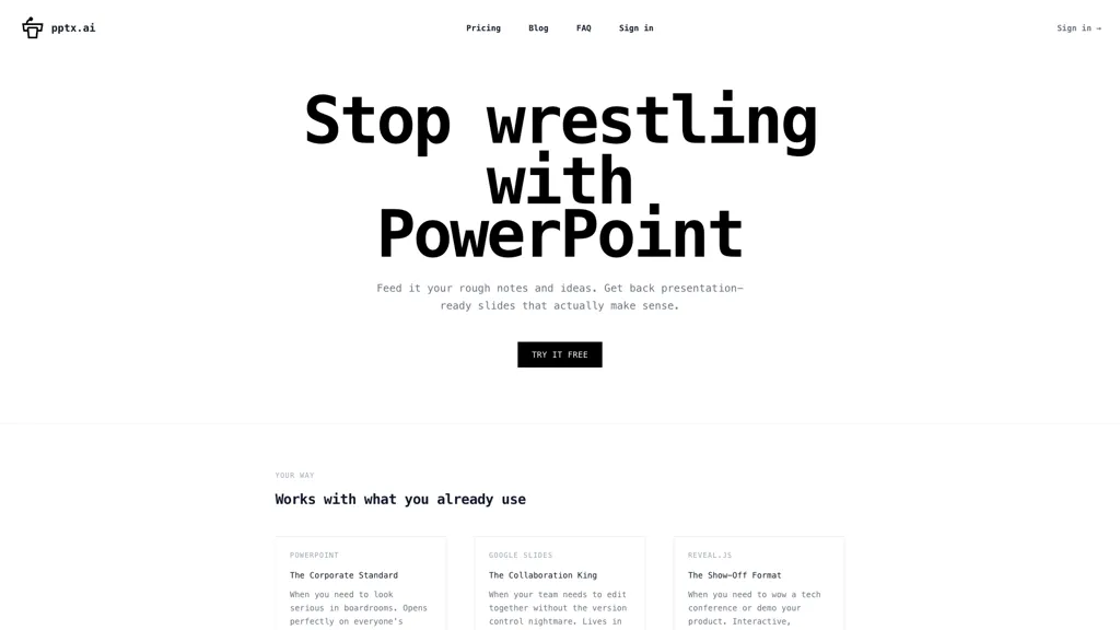 PPTX.ai website