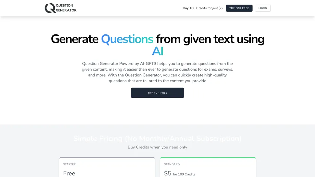 Question Generator Top AI tools