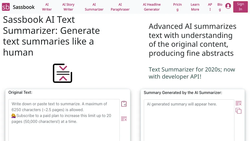 Sassbook AI Summarizer Top AI tools