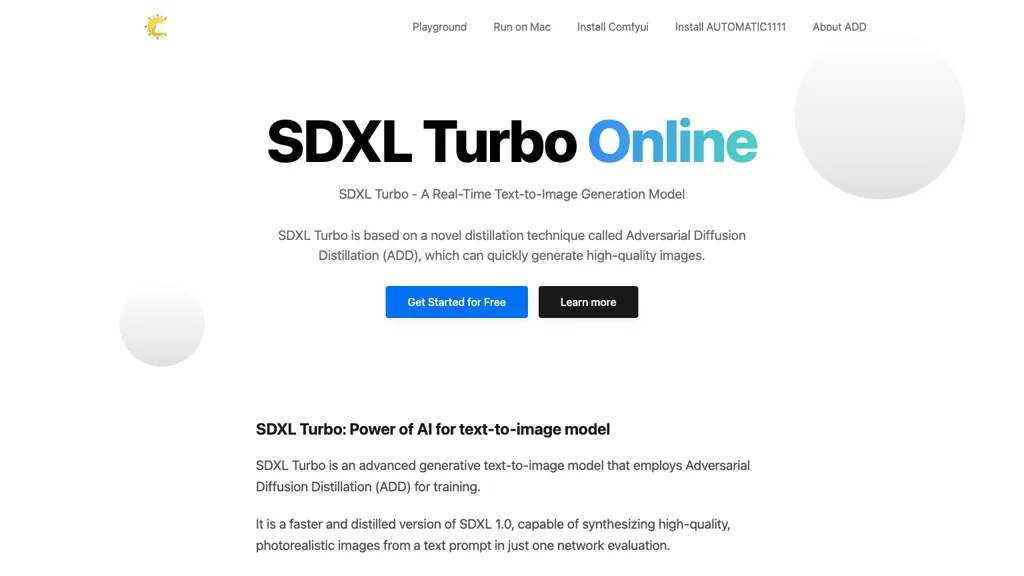 SDXL TURBO ONLINE Top AI tools