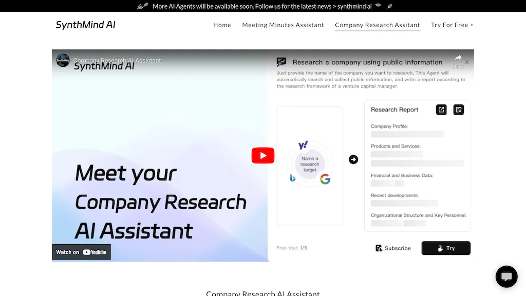 SynthMind Company Research Assistant