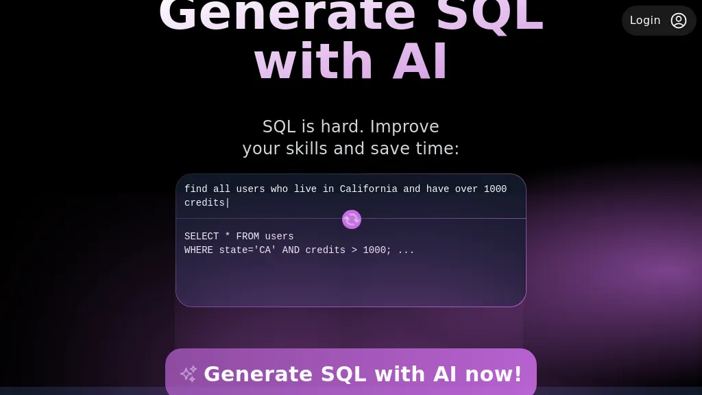 Text2SQL.AI website