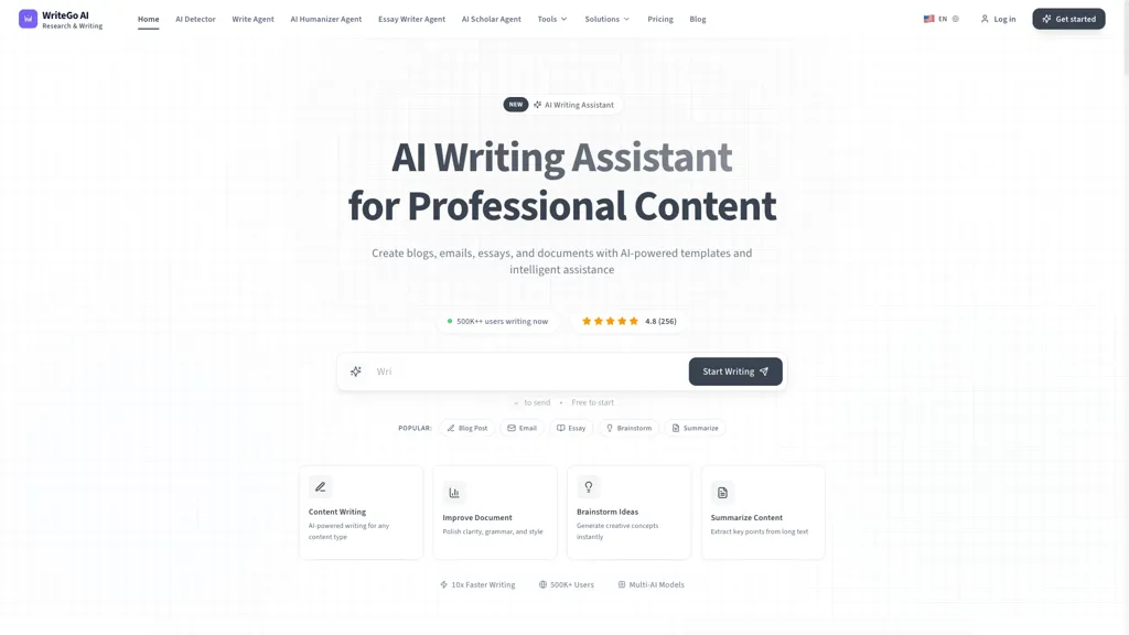WriteGO.AI website