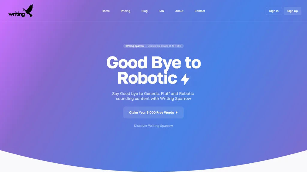 Writing Sparrow website